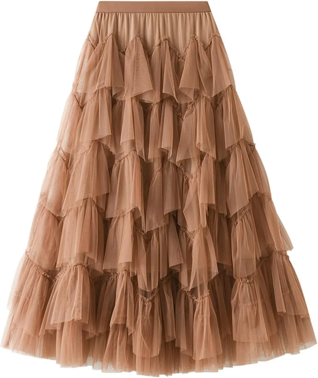 Women's Tulle Tutu Skirts Tiered Skirt Petticoat Elasticated Waist Pleated A Line Ruffles Skirts