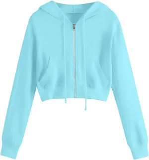 Womens Zip Up Hoodies Cropped Sweatshirts Fall Fashion Outfits Casual Hooded Y2k Tops Trendy Crop Jackets