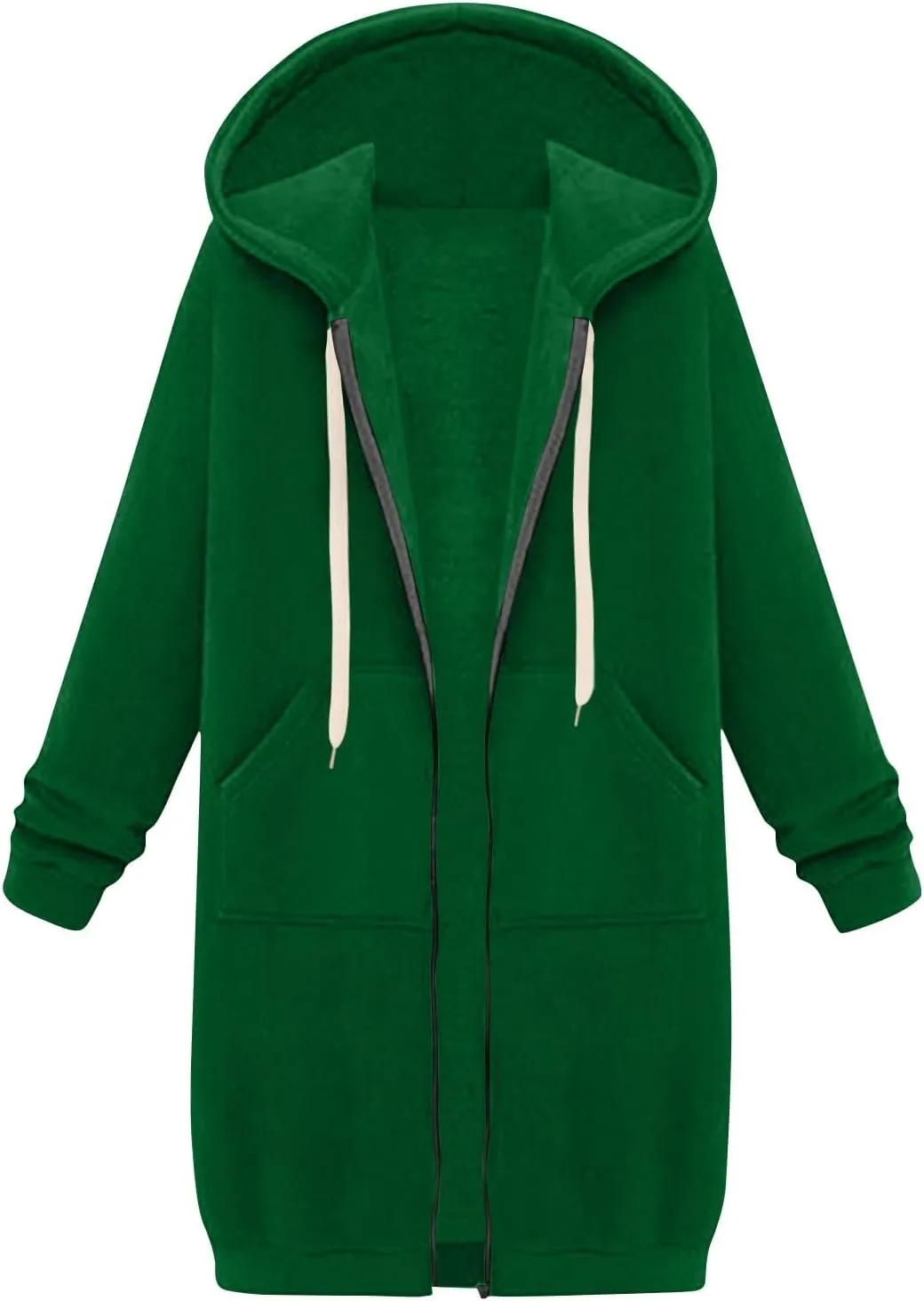 Women's Zip Up Long Hoodies Oversized Long Sleeve Drawstring Hooded Sweatshirts 2025 Fall Fleece Jackets with Pockets