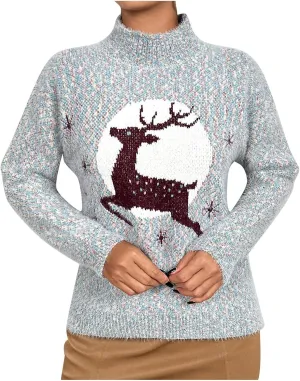 WYTong Christmas Sweaters Womens Christmas Tree Printed Sweatshirt Crew Neck Soft Warm Pullover Tops Funnny Xmas Sweater