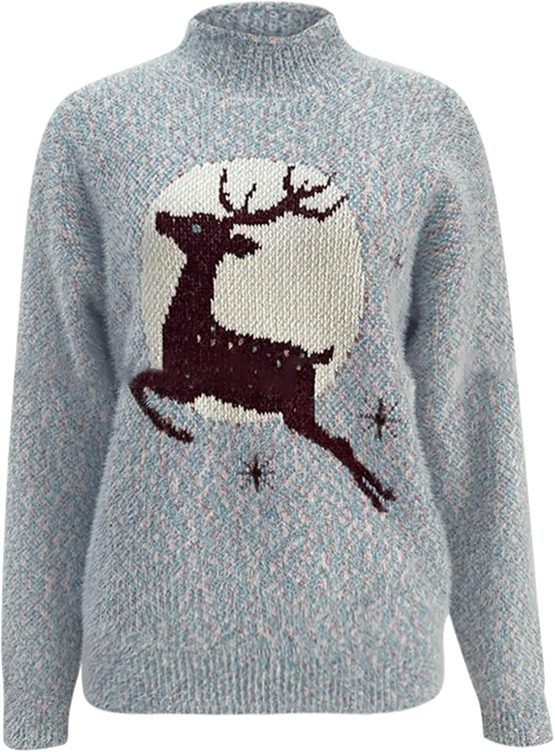 WYTong Christmas Sweaters Womens Christmas Tree Printed Sweatshirt Crew Neck Soft Warm Pullover Tops Funnny Xmas Sweater