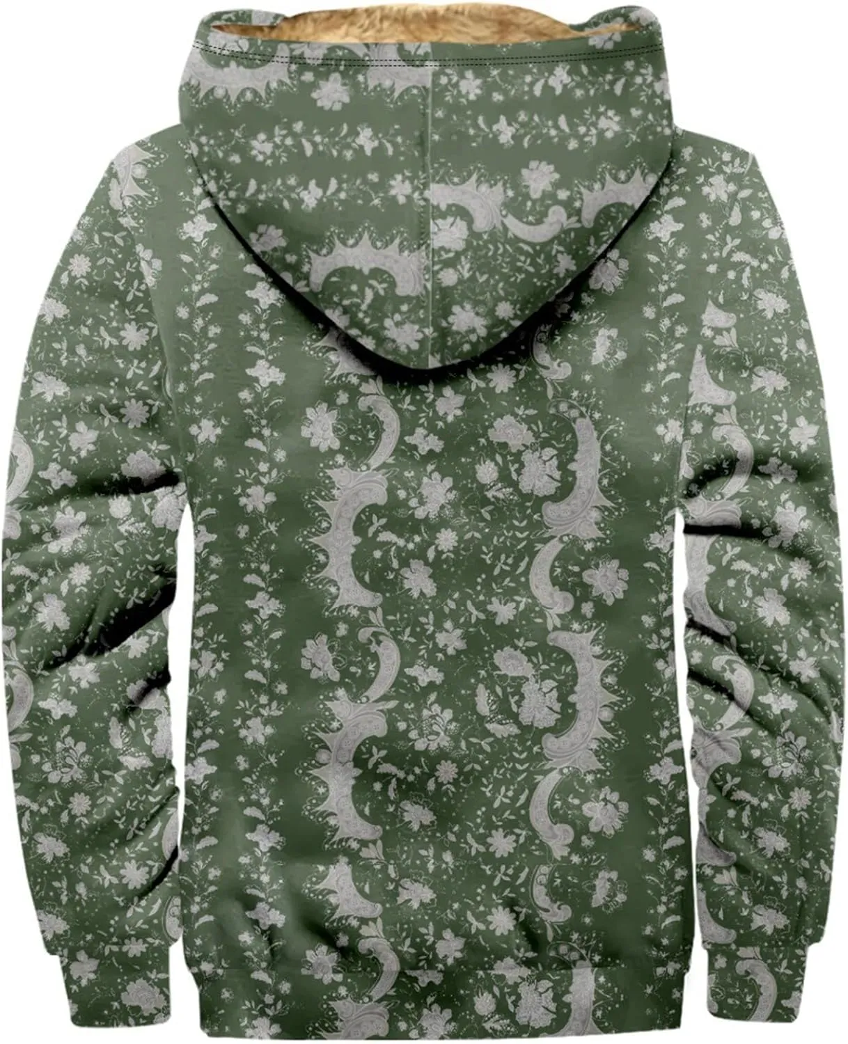XIAXOGOOL Zip Up Sweatshirts For Men With Hood Big Tall Retro Ethnic Graphic Hoodies Heavyweight Sherpa Fleece Lined Jackets