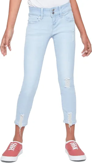 YMI Girls Essential 2-Button Anklet Jeans W/Distressed Hem