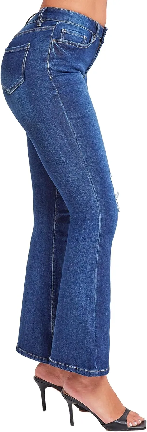 YMI Women's Junior Classic High Rise Flare Jean-Regular Inseam