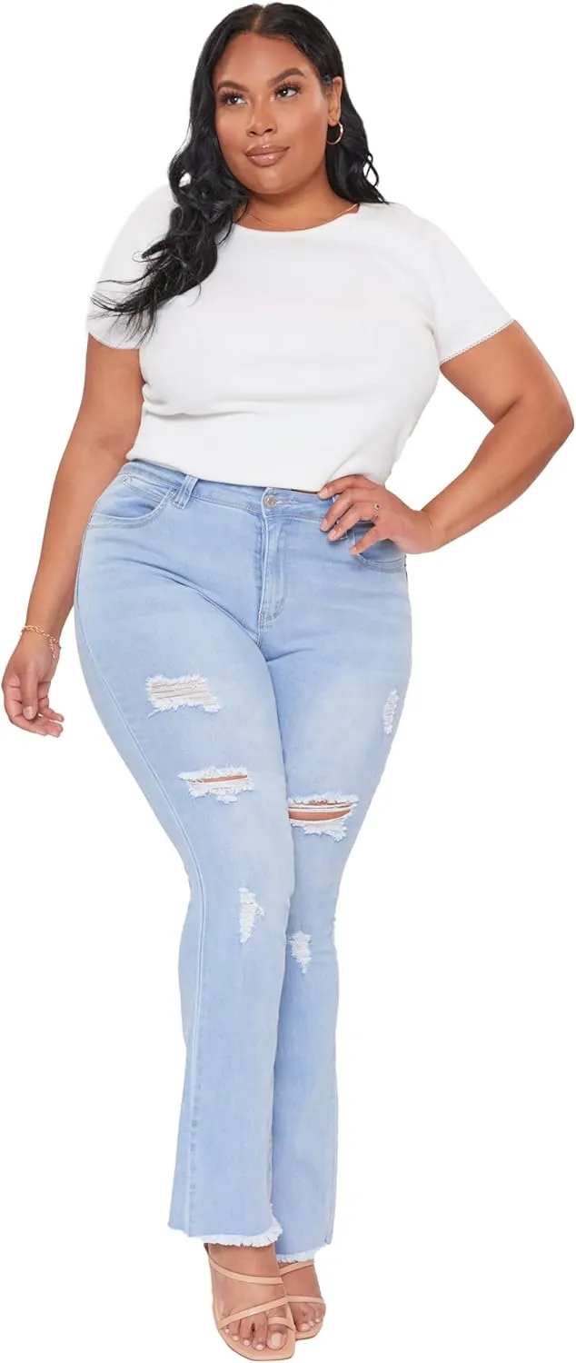 YMI Women's Size Junior Plus Wannabettabut High Rise Super Flare Denim Jeans