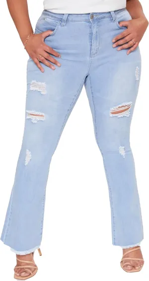 YMI Women's Size Junior Plus Wannabettabut High Rise Super Flare Denim Jeans