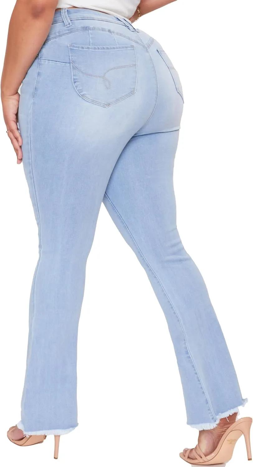 YMI Women's Size Junior Plus Wannabettabut High Rise Super Flare Denim Jeans