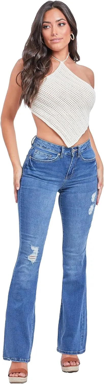 YMI Women's Tall Size Junior Classic High Rise Flare Jean-Long Inseam