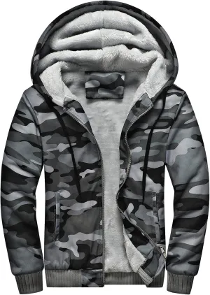 Ymosrh Men's Hooded Sweatshirt Zip Up Hoodie Fleece Lined Pullover Sweatshirts Casual Jacket Coat Sweatshirt, S-5XL