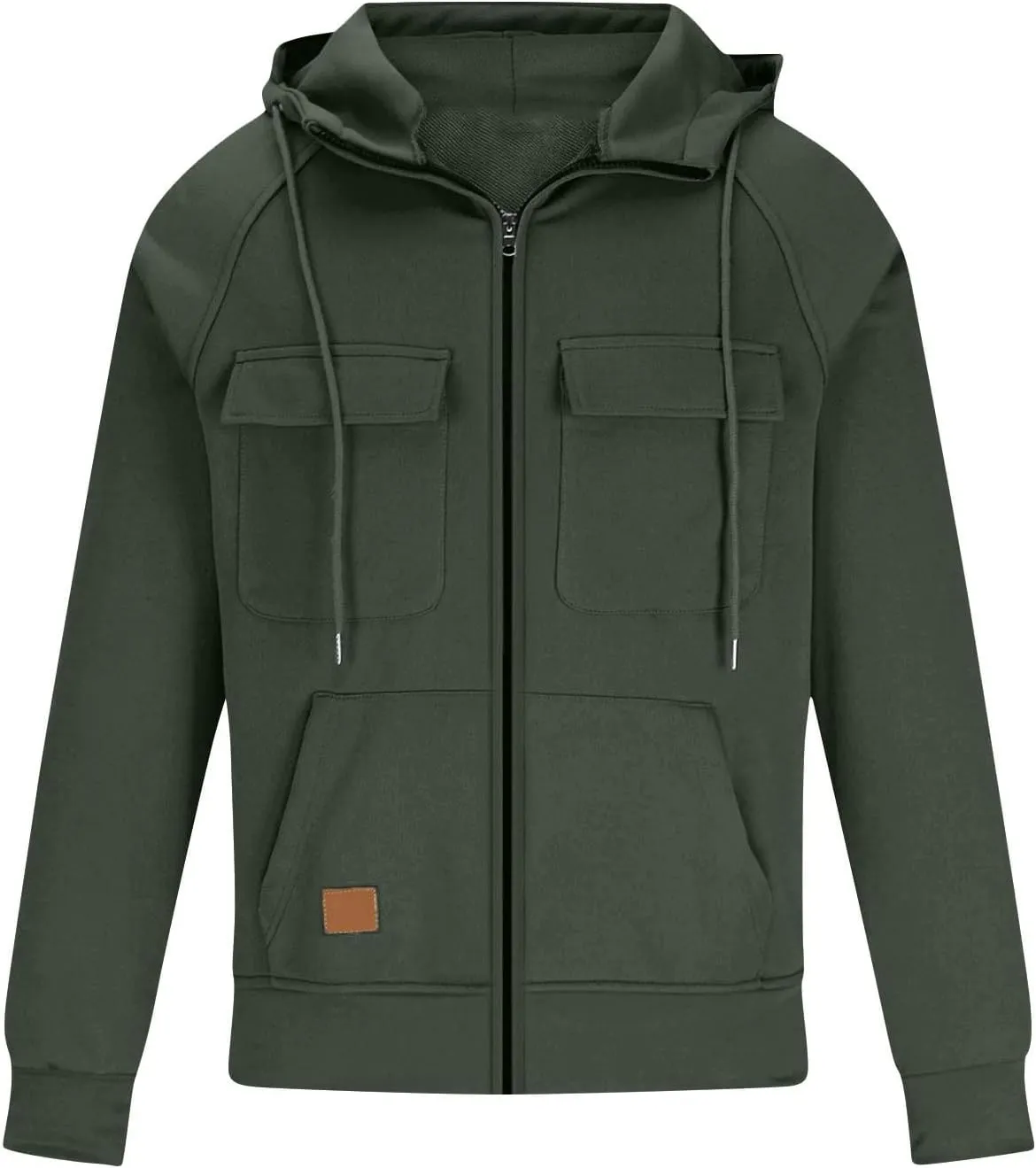 Ymosrh Men's Winter Work Hoodie Zip Up Hoodies with Pockets Long Sleeve Cargo Sweatshirt Sports Hooded Jacket
