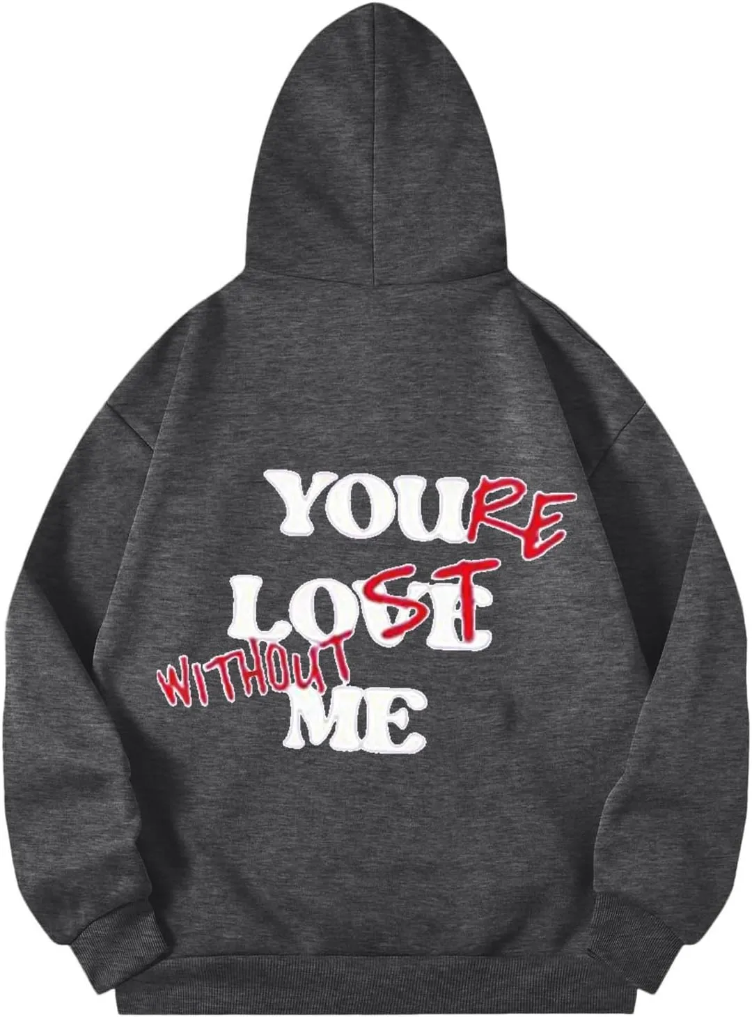 You Love Me Back Letter Print Oversize Hoodies Women Drop Shoulder Long Sleeve Pullover Tops Hooded Fleece Fall Sweatshirts