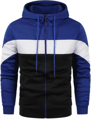 Zip Up Hoodie Men's Casual Sports Coat Loose Long Sleeve Pocket Sweatshirt Drawstring Hooded Jacket Top