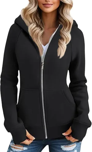 Zip Up Hoodie Women Fleece Jacket with Pockets Oversized Sherpa Fleece Hoodie Fuzzy Jackets Warm Winter Coats