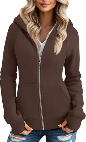 Zip Up Hoodie Women Fleece Jacket with Pockets Oversized Sherpa Fleece Hoodie Fuzzy Jackets Warm Winter Coats