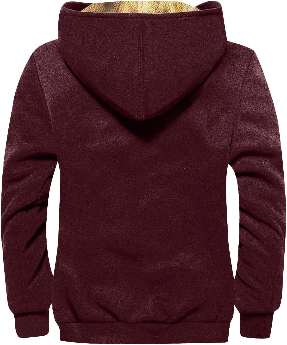 Zipper Hoodies for Men Solid Color Fleece Jacket Sherpa Lined Flannel Hoodie Fall Fashion Coat Thick Cotton Coat