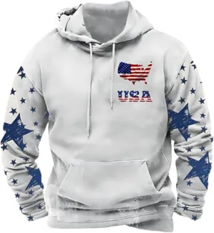 ZYXTIM Mens American Flag Hoodies Patriotic Sweatshirts Stars and Striped Printed Distressed Pullover Oversize Work Shirts