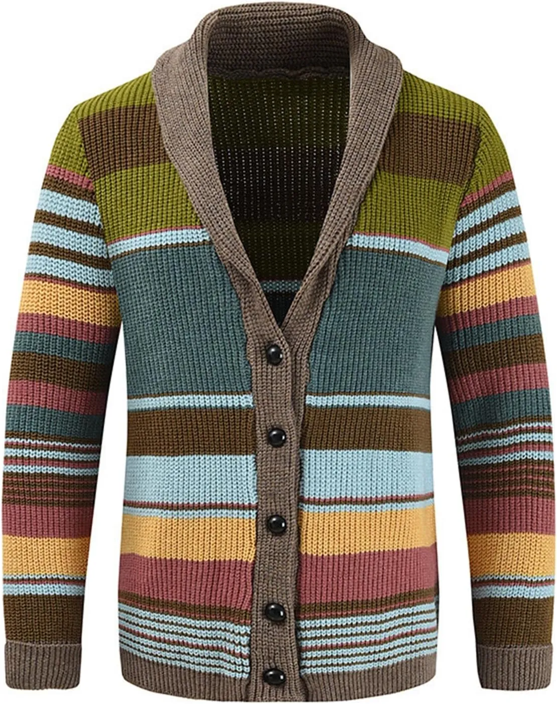 ZYXTIM Mens Colorful Cardigan Sweaters Cable Knit Shawl Collar Button Down Casual Sweaters Winter Jackets Coats Outerwear