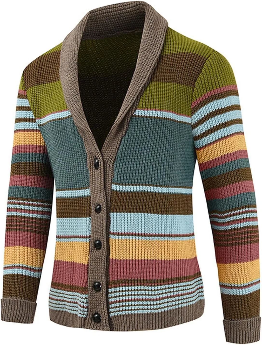 ZYXTIM Mens Colorful Cardigan Sweaters Cable Knit Shawl Collar Button Down Casual Sweaters Winter Jackets Coats Outerwear